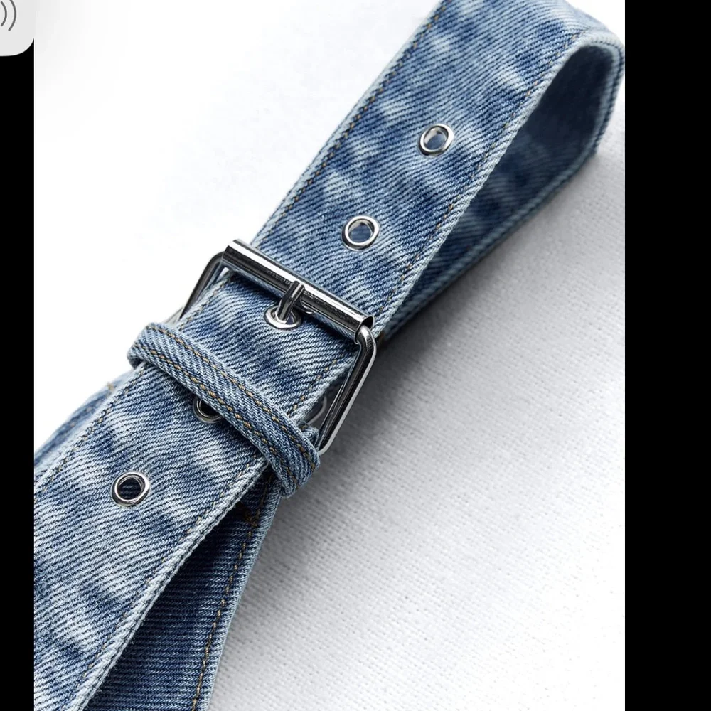 BUCKLED DENIM TOP - Picture 7 of 8